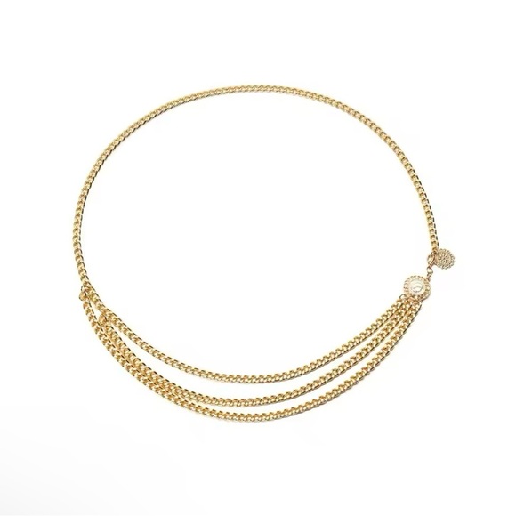 Boho Sunflower Multilayer Chain Gold Belt 36” - Picture 5 of 6